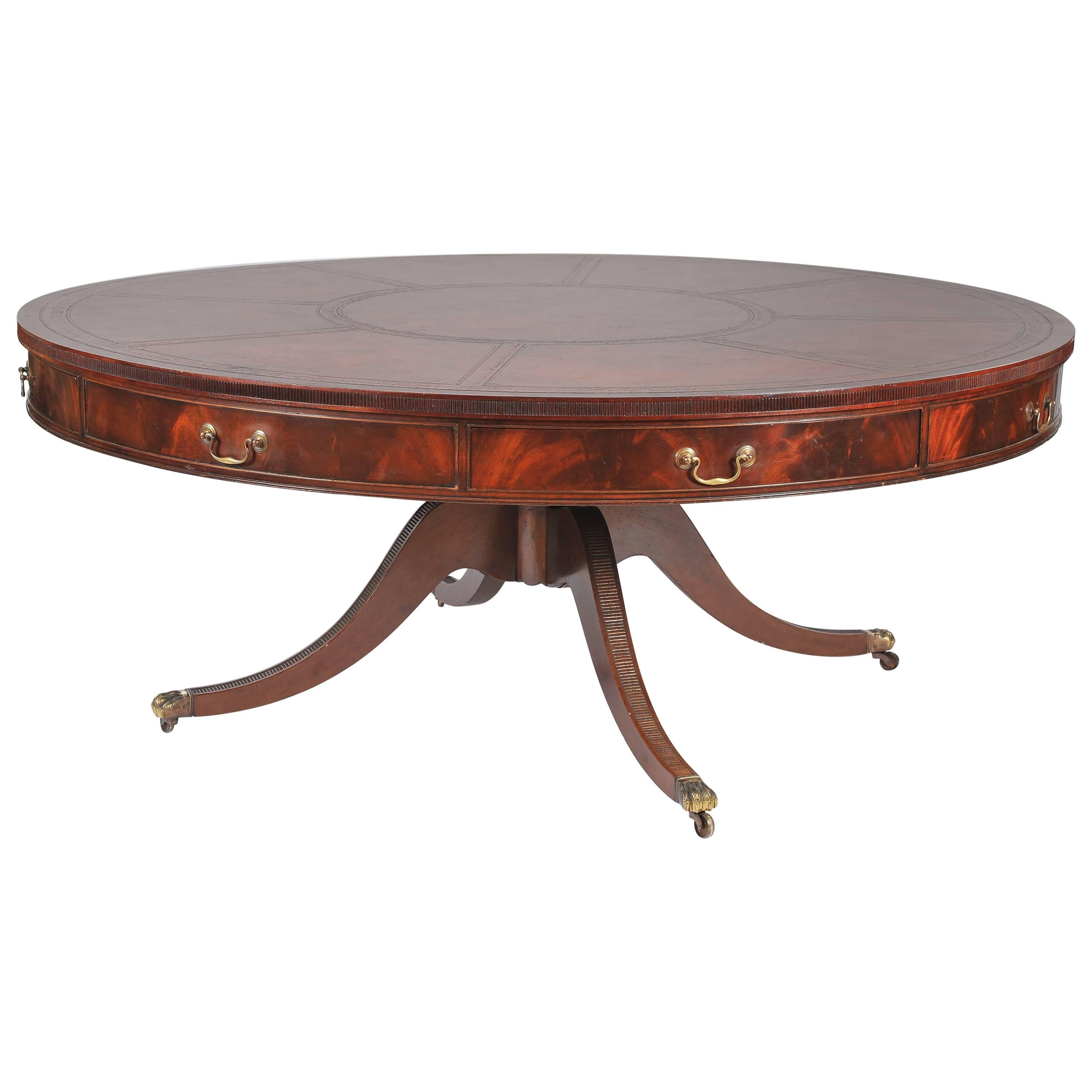 Large Mahogany Library Drum Table