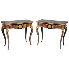Antique Pair of Ornate 19th C. Card Tables after Boulle
