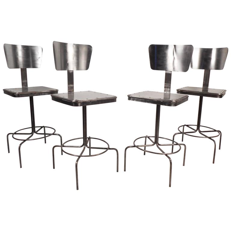 Vintage Industrial Metal Bar Stool For Sale at 1stDibs