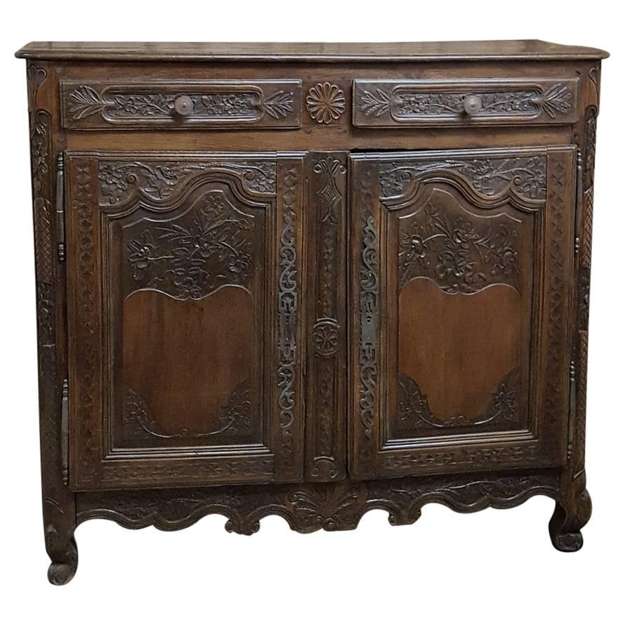 18th Century Country French Buffet Hand-Carved from Normandy 
