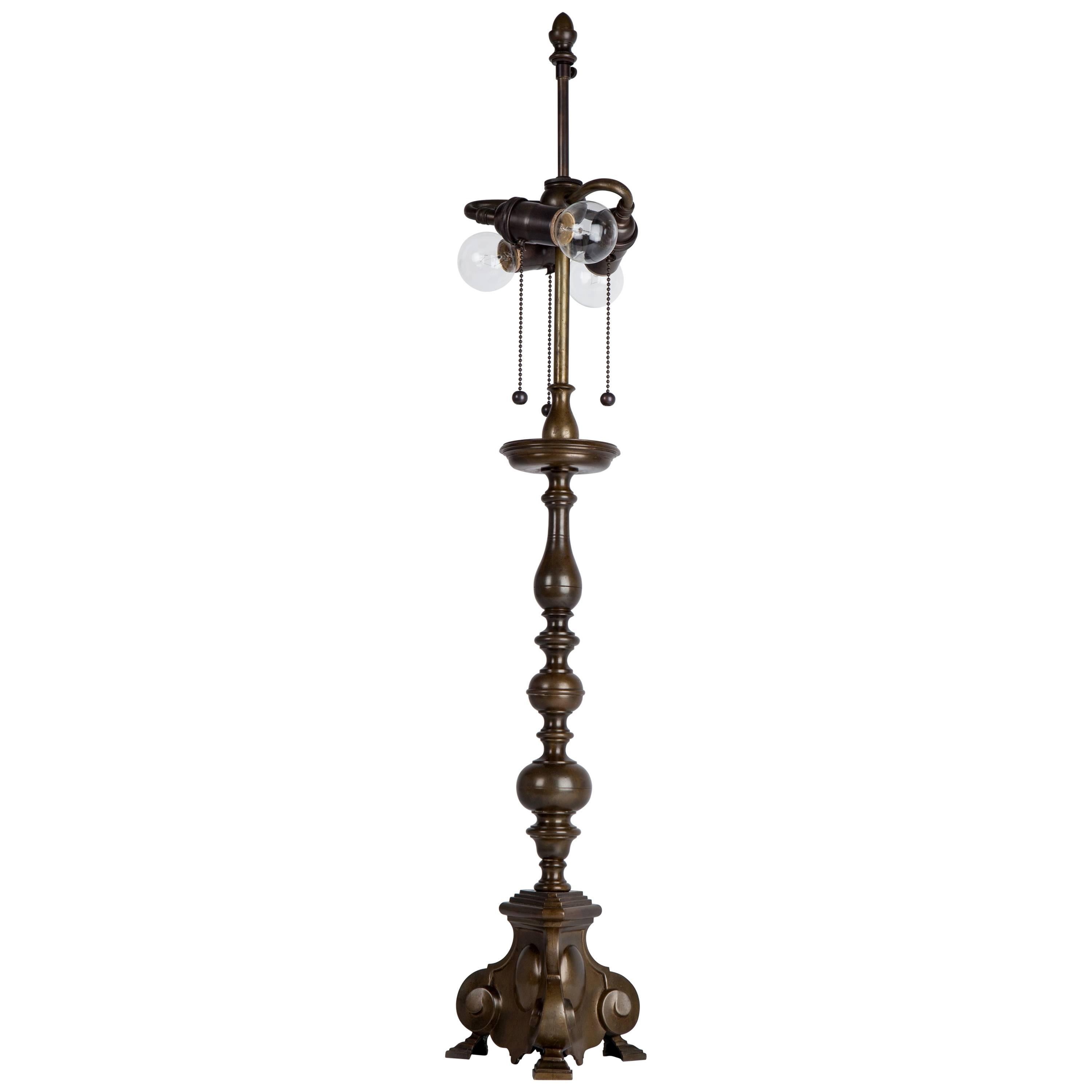 Antique Bronze Lamp with Baluster Form Body by E. F. Caldwell, Circa 1920s For Sale