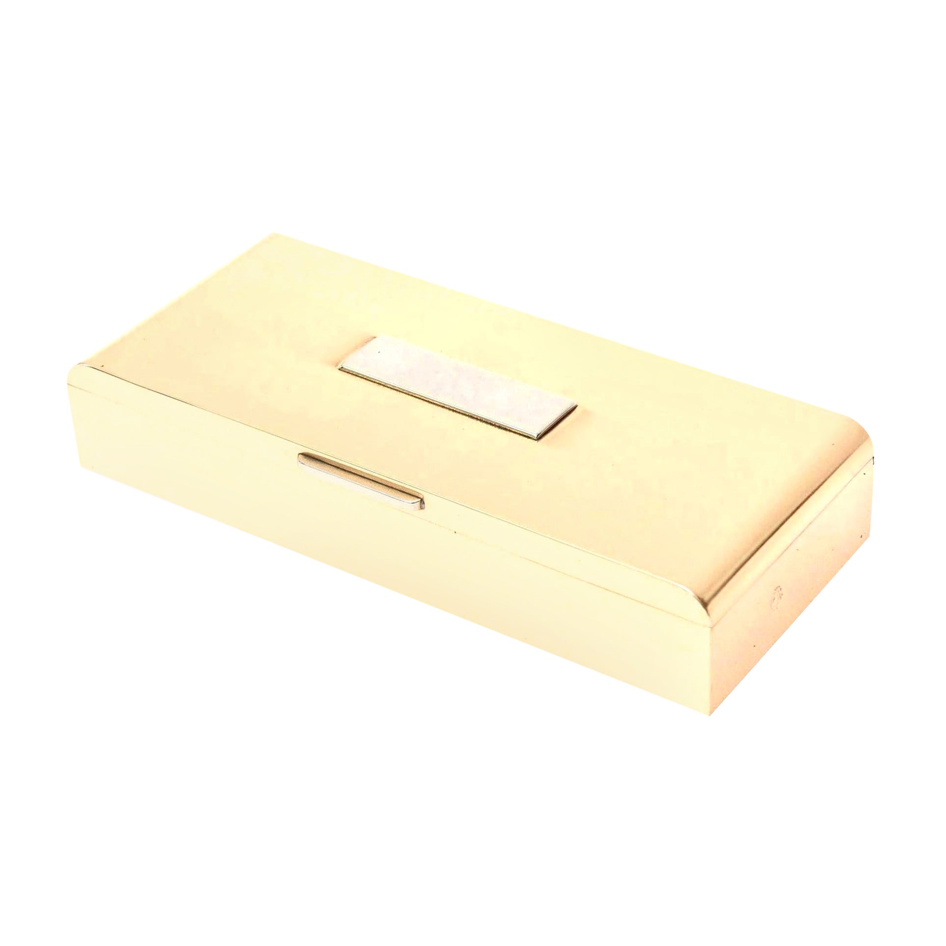 Art Deco signiert Bronze und Silber Platte Scharnier Box Schreibtisch Accessoire im Angebot