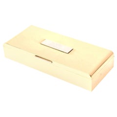 Scatola a cerniera firmata Art Deco in bronzo e placca d'argento, accessorio da scrivania