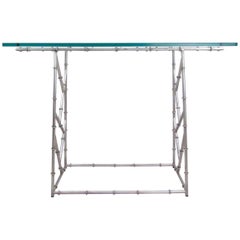 Industrial Metal Faux Bamboo Console Table