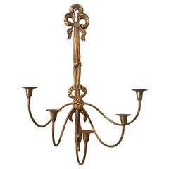 Retro Hollywood Regency Brass Wall Candle Sconce