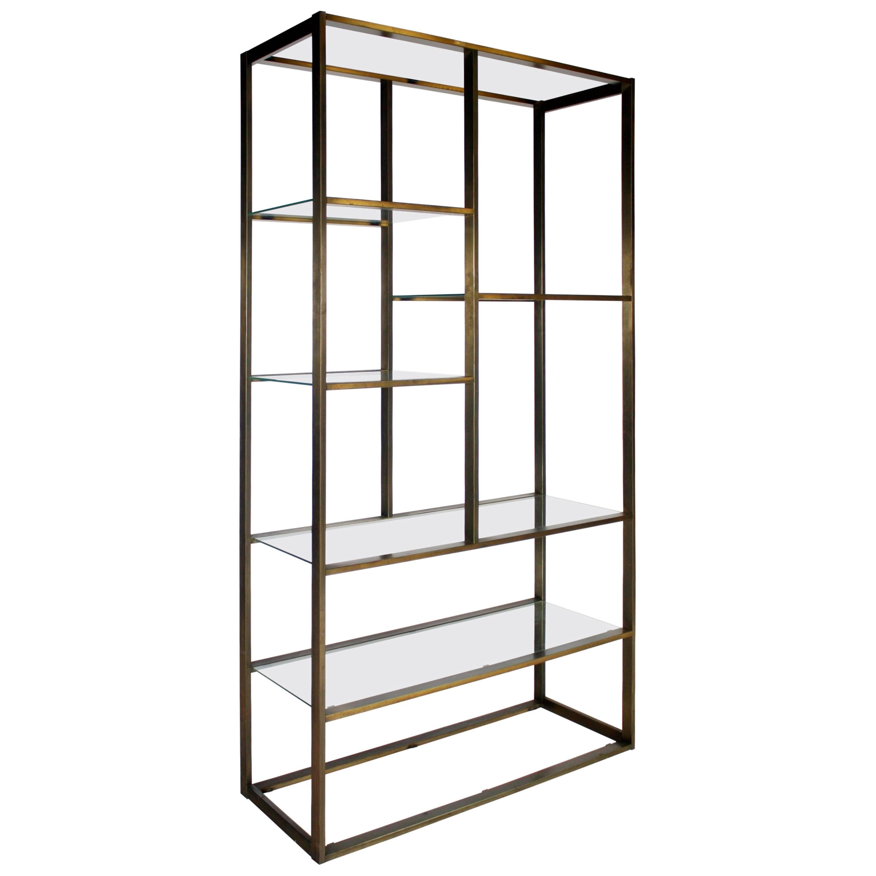 Bronze and Glass Etagere Attributed to Milo Baughman