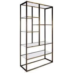 Bronze and Glass Etagere Attributed to Milo Baughman