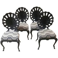 Set of Four Vintage Shell Back Dining Chairs 4