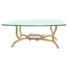Jacques Duval Brasseur Brass Organic Coffee or Cocktail Table with Amethyst 8