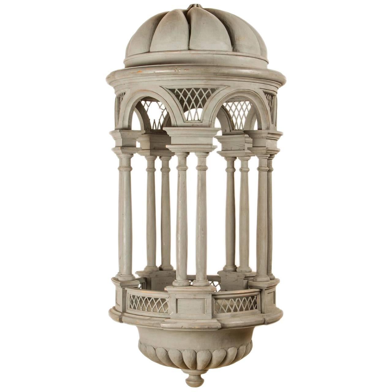 Large French Wood Painted Lantern For Sale