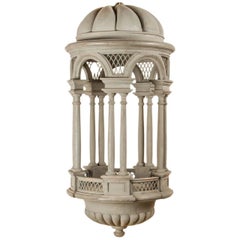 Antique Large French Wood Painted Lantern
