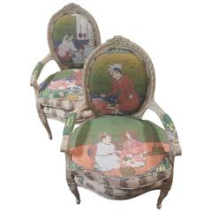 Pair of 20th Century Louis Chairs in Michelle Nussbaumer Fabric 5