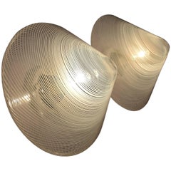 Retro Handblown Mid century Modern Wall or Ceiling Reticello Lights Venini Style