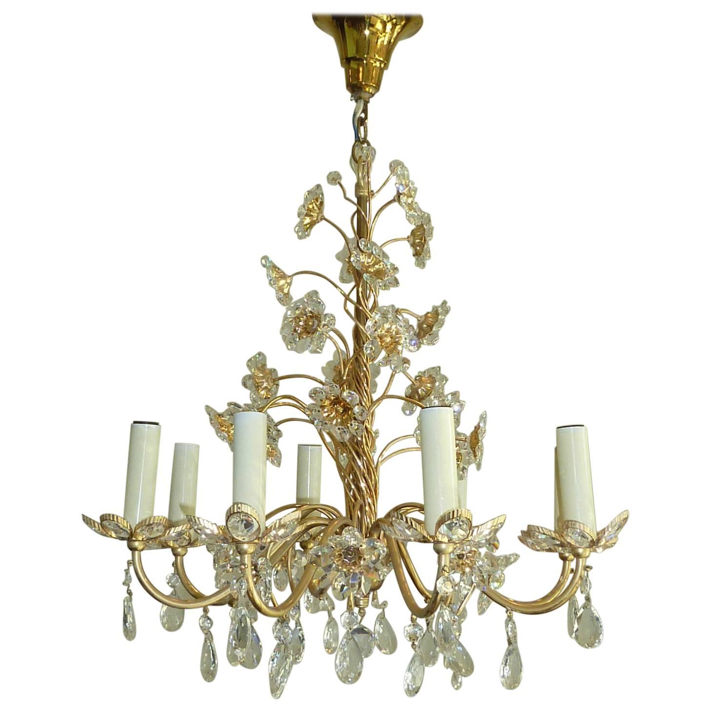 Beautiful Crystal Flowers Chandelier Palwa, Germany For Sale