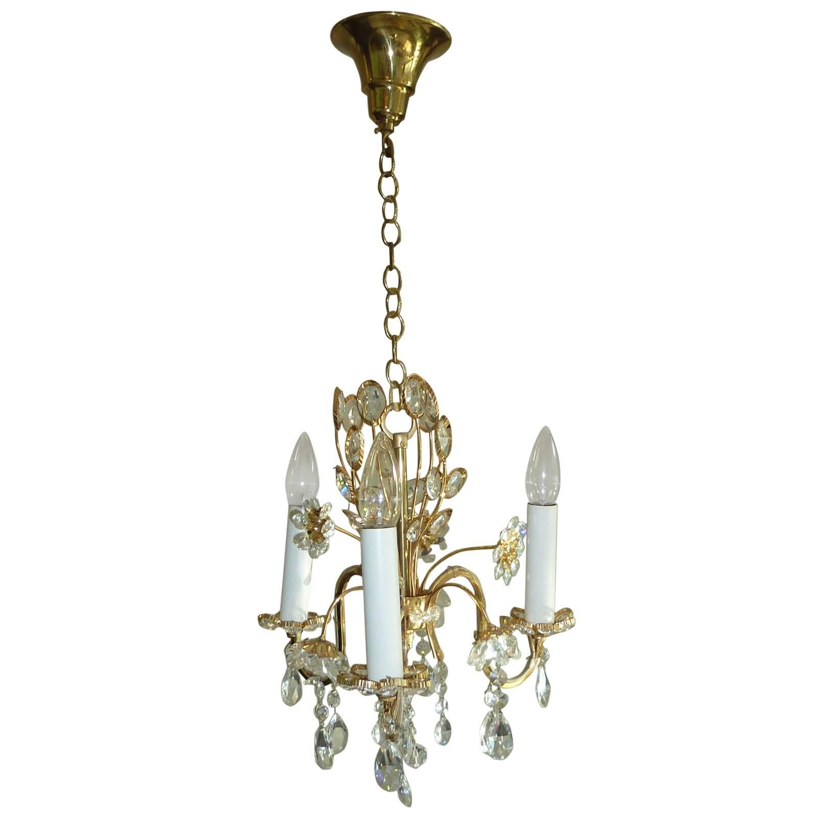 Petite Crystal Flowers Chandelier Palwa Germany For Sale