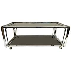 Coffee Table in Chrome and Smoked Glass, Italy