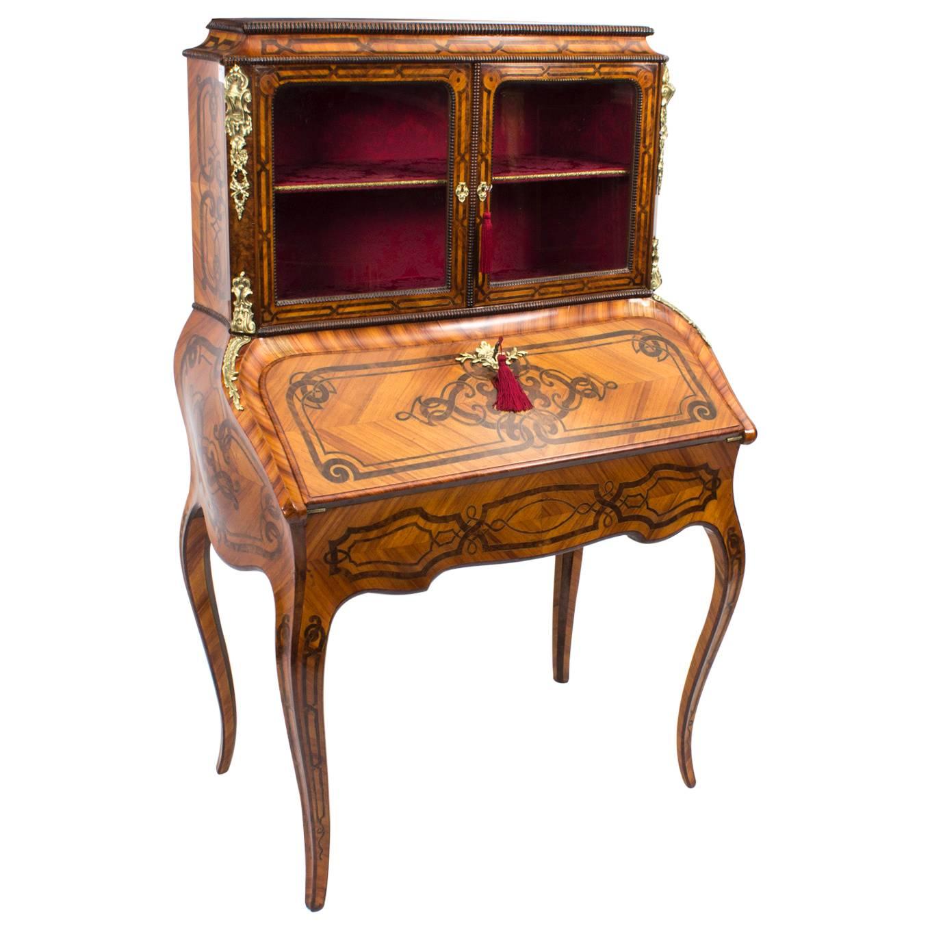 Antique French Marquetry Bonheur du Jour Siglo XIX en venta