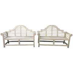 Pair of English Teak Lutyens-Style Benches