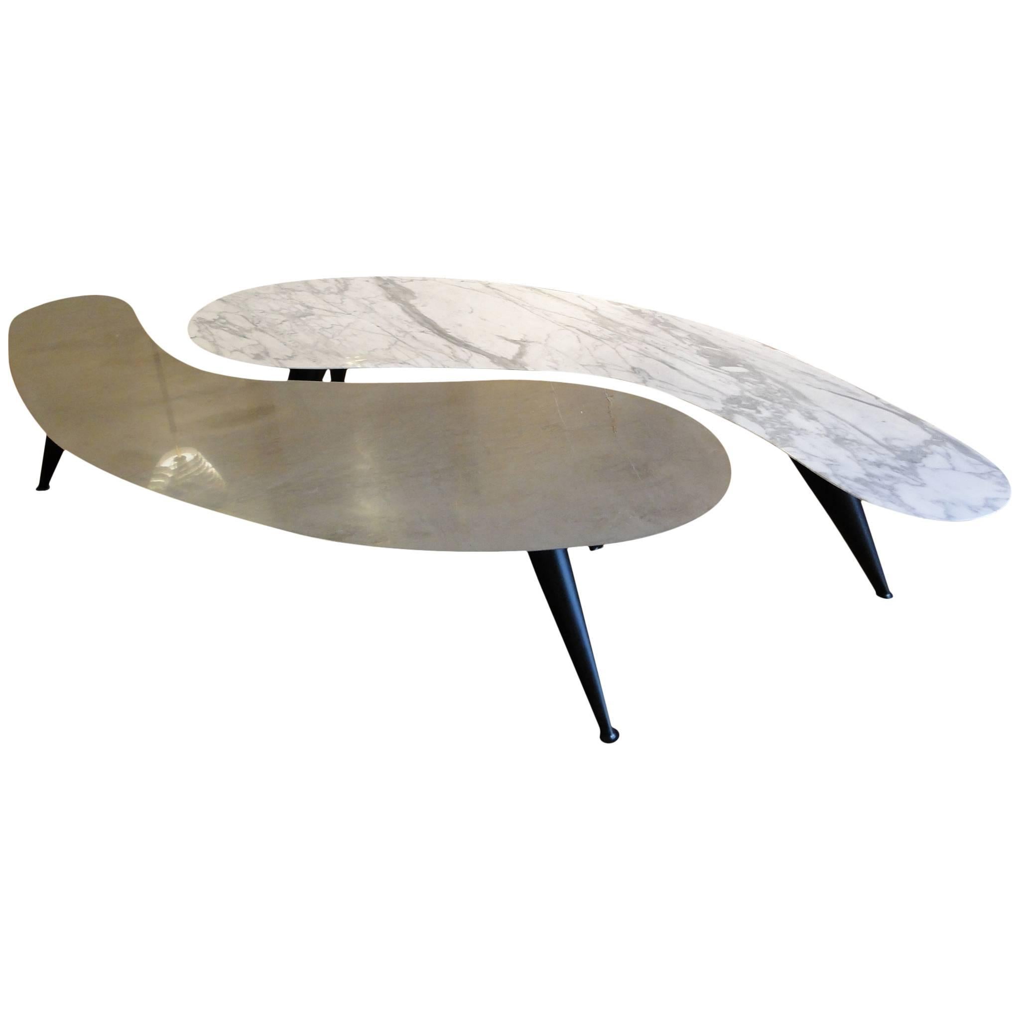 Pair of Biomorphic Marble Cocktail Tables For Sale