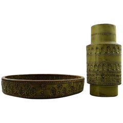Swedish Ceramist Bowl Dish and Vase in Retro 1960s Style