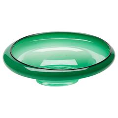 Michael Powolny Loetz Green Glass Black Piped Bowl, circa 1915 4