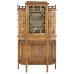 Used Bruce Talbert for Gillows attri, A Fine Aesthetic Movement Oak & Glazed Cabinet