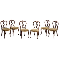 Antique Set of Six Mid-Victorian Balloon Back Chairs
