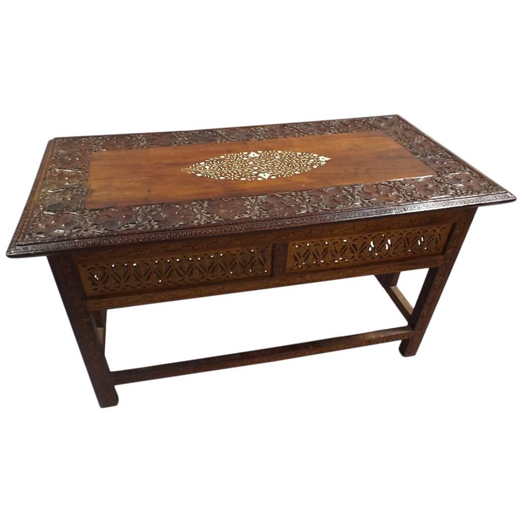 Moorish Carved and Inlaid Coffee Table