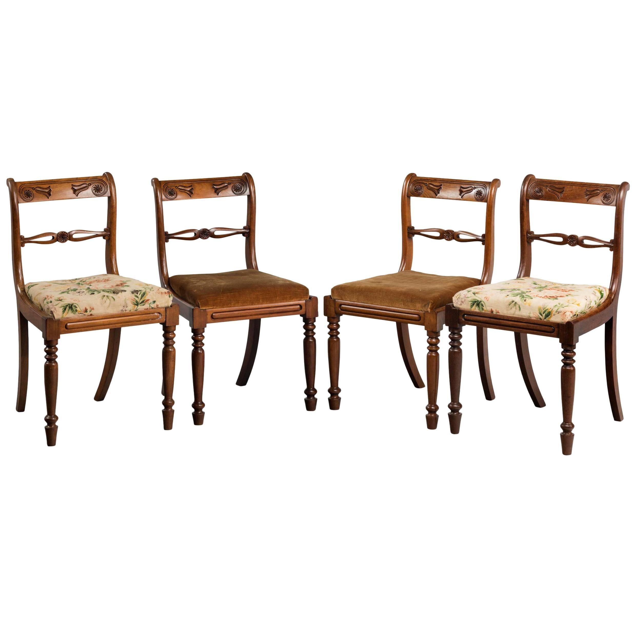 Set of Four Late Regency Period Mahogany Chairs