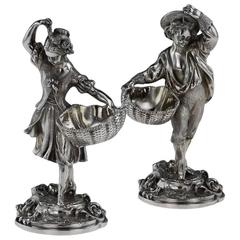 Stunning Garrard and Co. Solid Silver Pair of Figural Salts, circa 1976