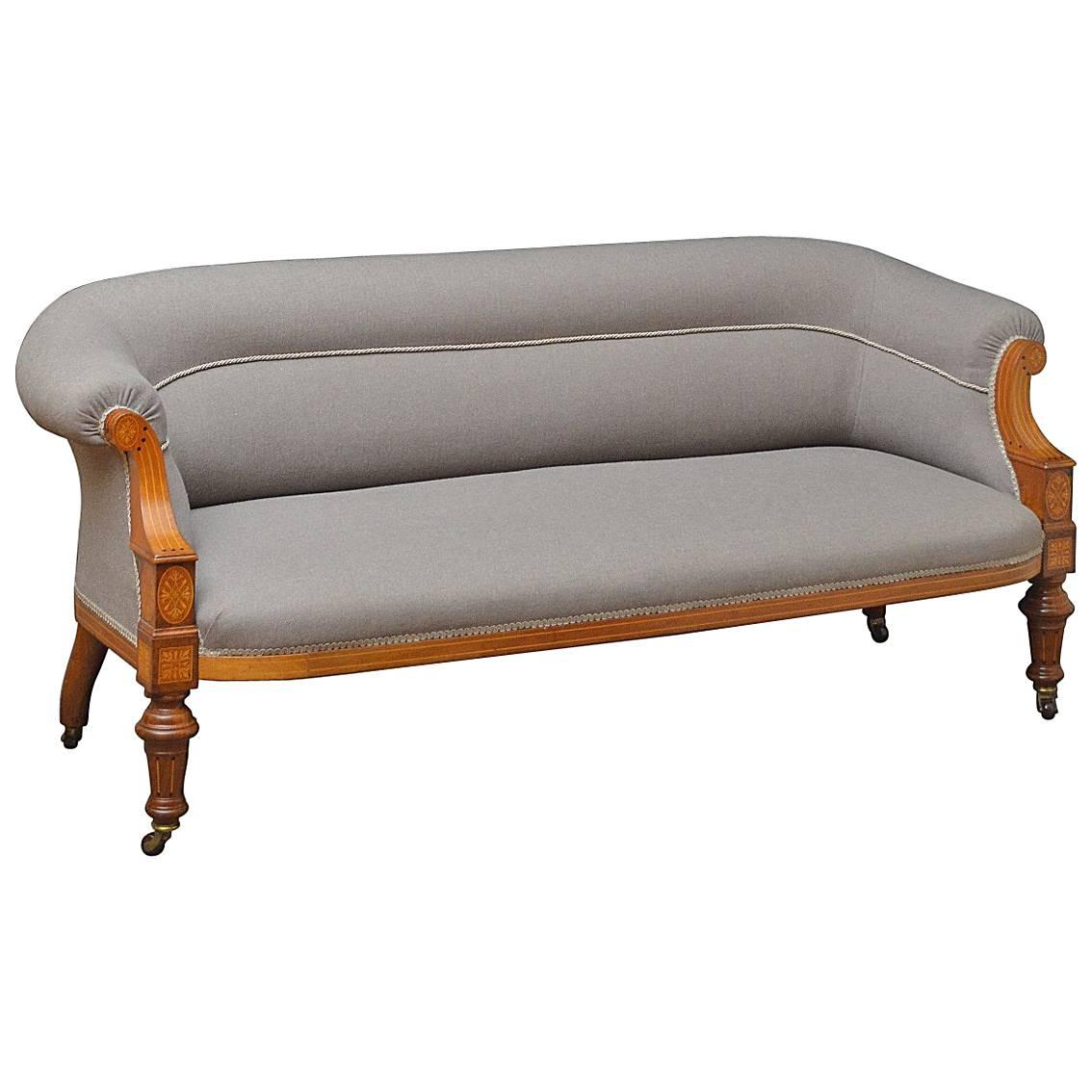 Elegant Victorian Walnut and Inlaid Sofa