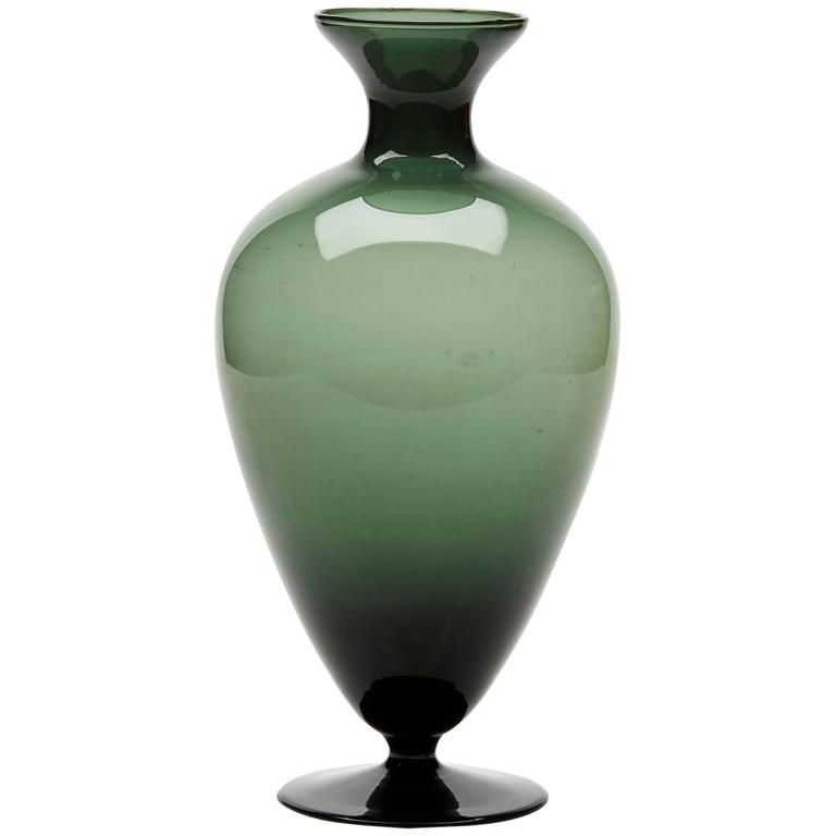 Vintage Murano Soffiati Green Glass Vase 20th Century at 1stDibs