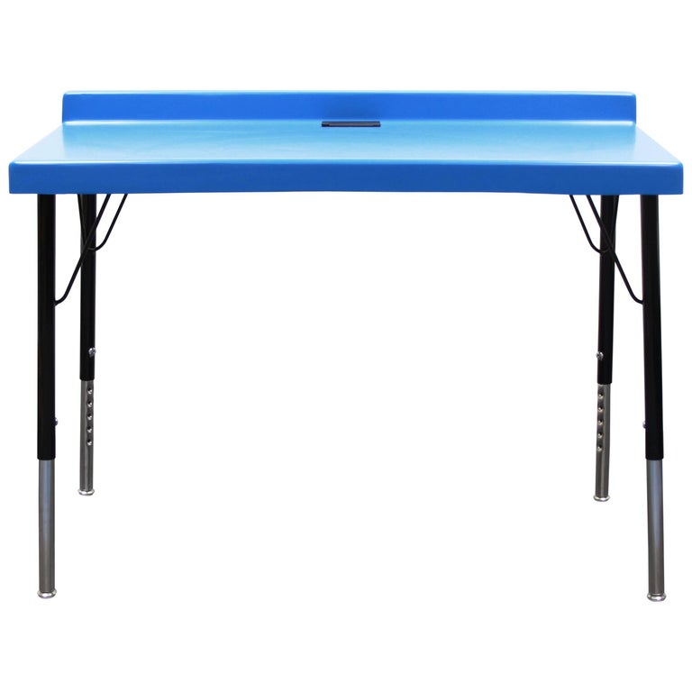 104 Desk in Fiberglass with Powder Coated Steel Legs and Grommet at