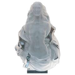 Frederick Hart Fidelia Female Lucite Sculpture with Painted Wood Stand