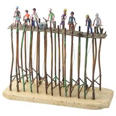 Jim Lewk Fishing Pier Copper Sculpture