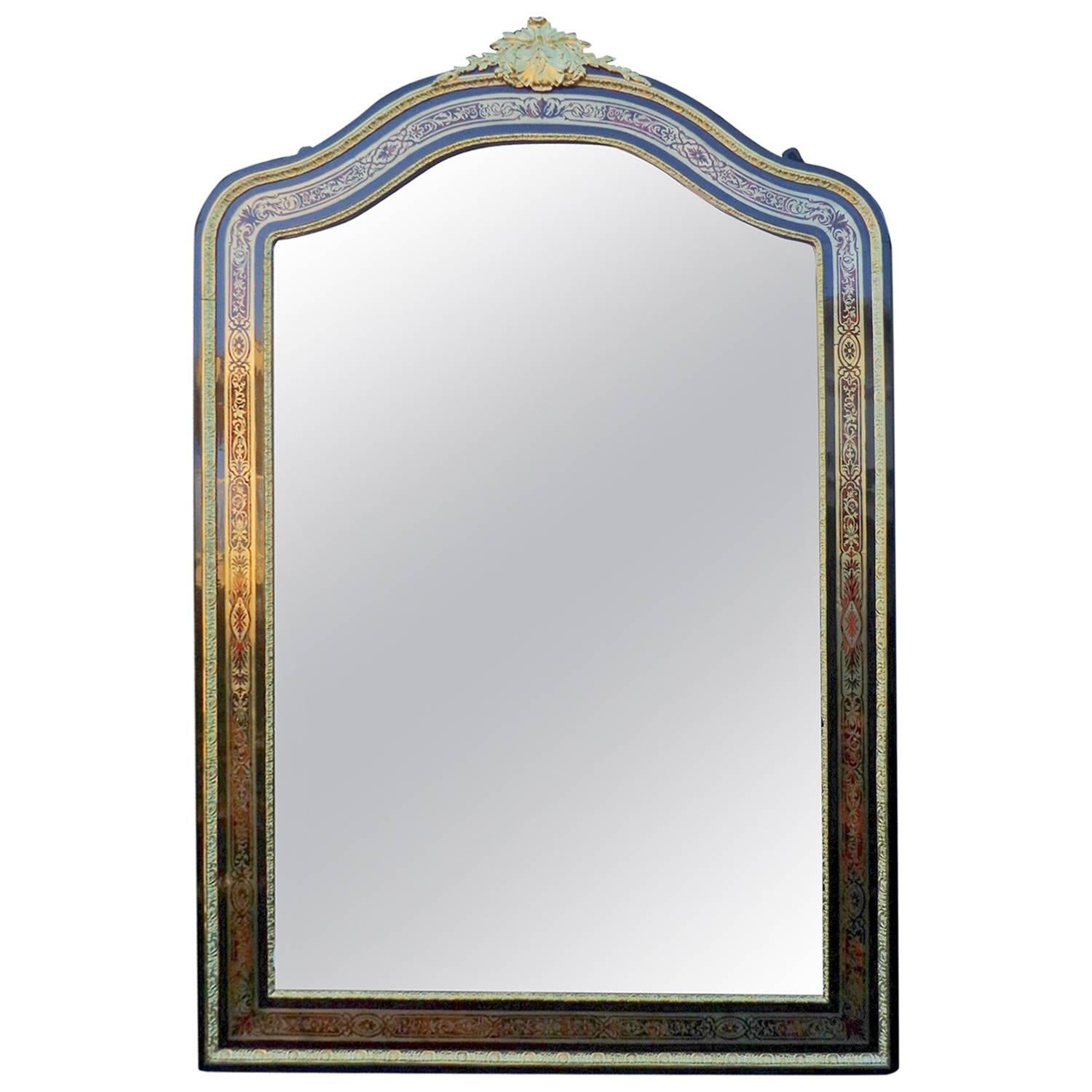 Incredible Mirror in Boulle Marquetry, Napoleon III Period For Sale