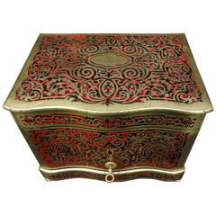 Antique Tantalus Box in Boulle Marquetry Napoleon III Period Crystal Golden Complete