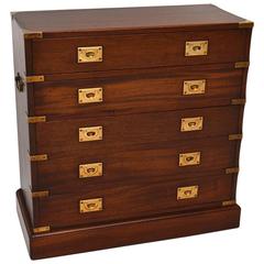 Antique Campaign Style Mahogany Chest of Drawers