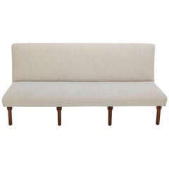 Ico & Luisa Parisi Large Italian mid-century sofa model 869, walnut, cream white