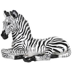 Italian Ceramic Zebra Sculpture