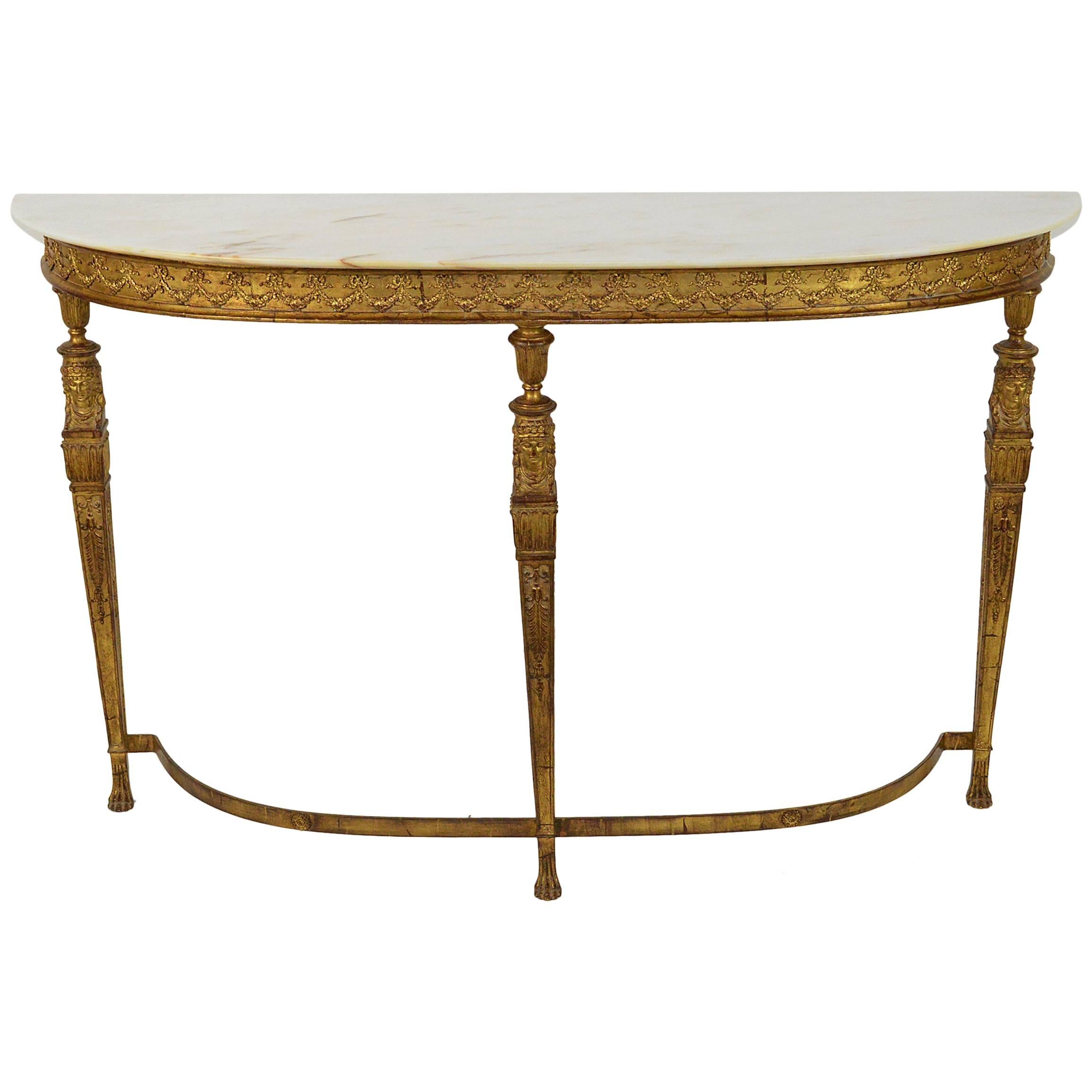 Empire Style Marble-Top and Gilt Bronze Console
