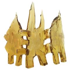 Abstract Murano Sculpture by Luciano Gaspari for Salviati