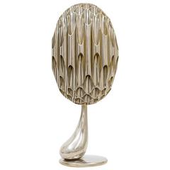 Lampe de bureau Morille en nickel et doré de la Maison Charles, 1970