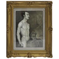 Black and White Male Nude Painting by Emil Fiala Vienna, circa 1918 3