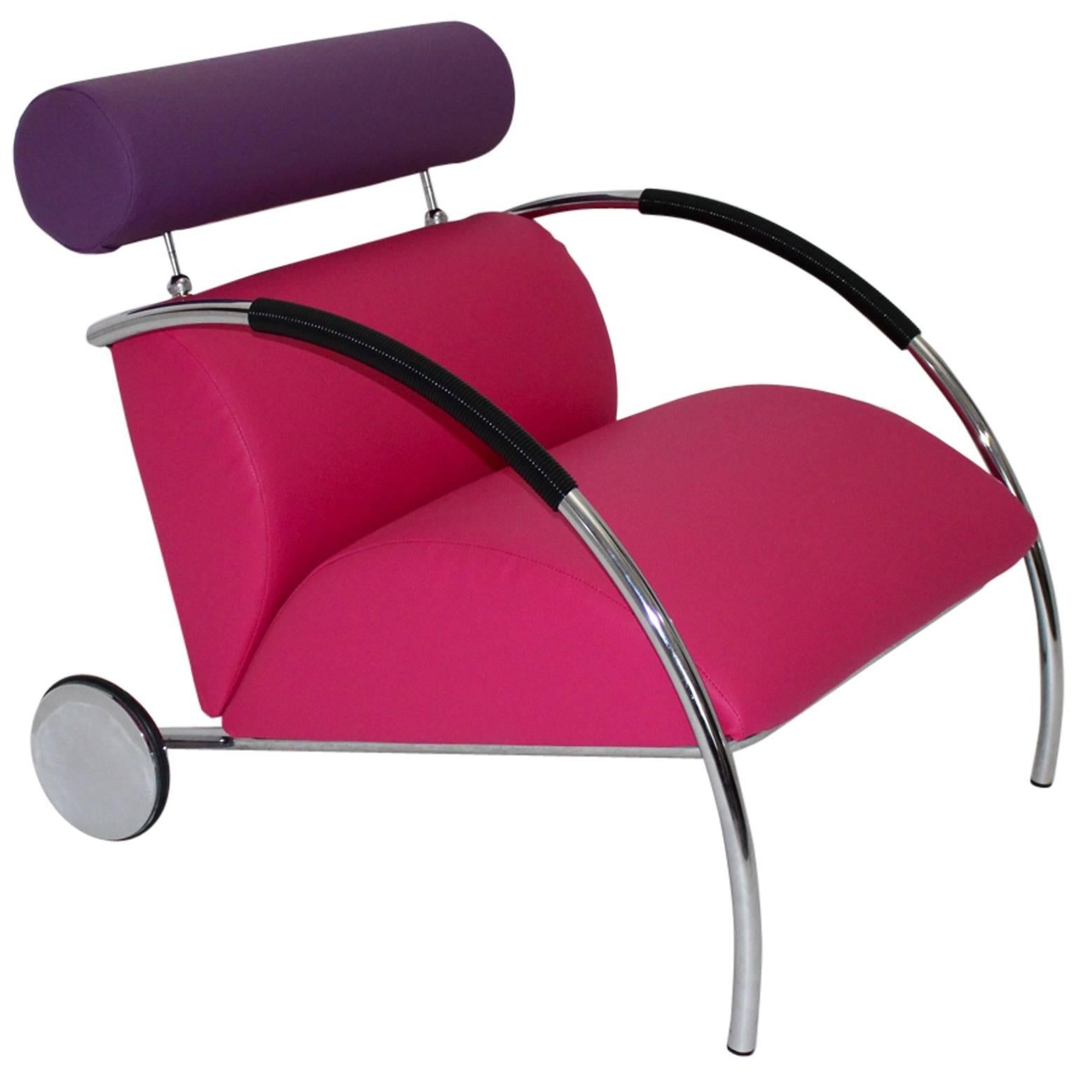 Pop Art Pink Lilac Vintage Armchair Zyklus Chair Peter Maly, 1980s Germany For Sale