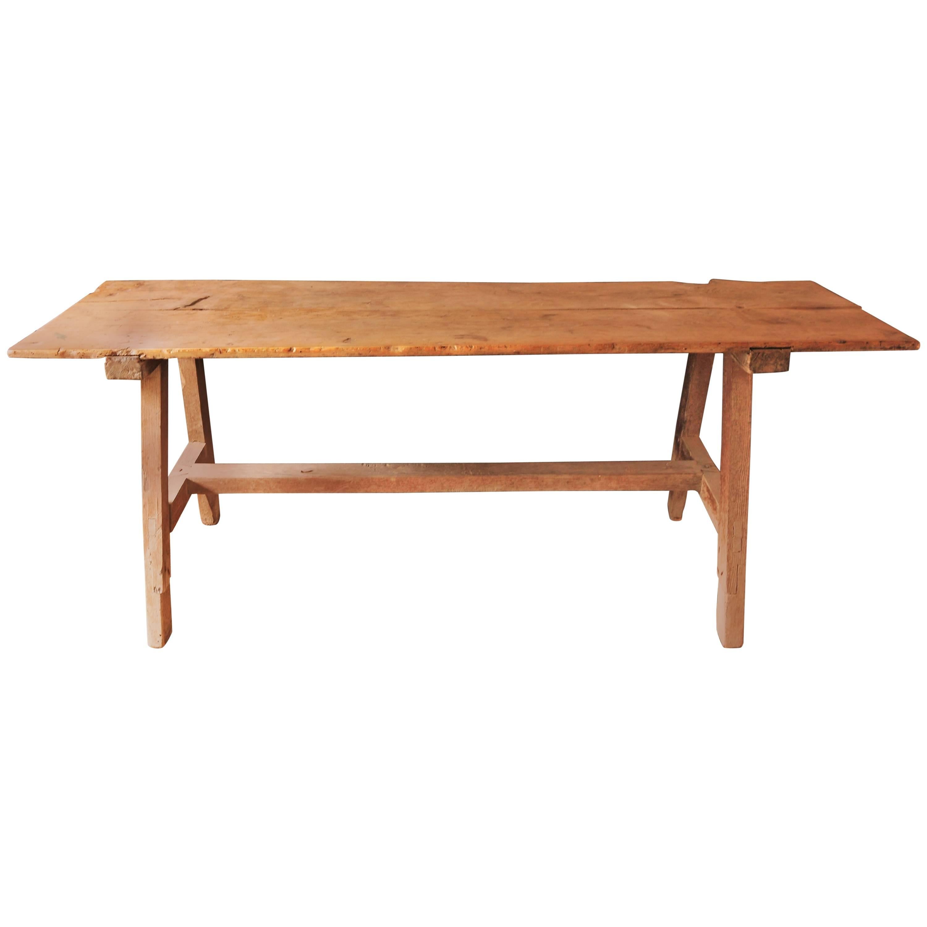 19th Century Softwood Trestle Table