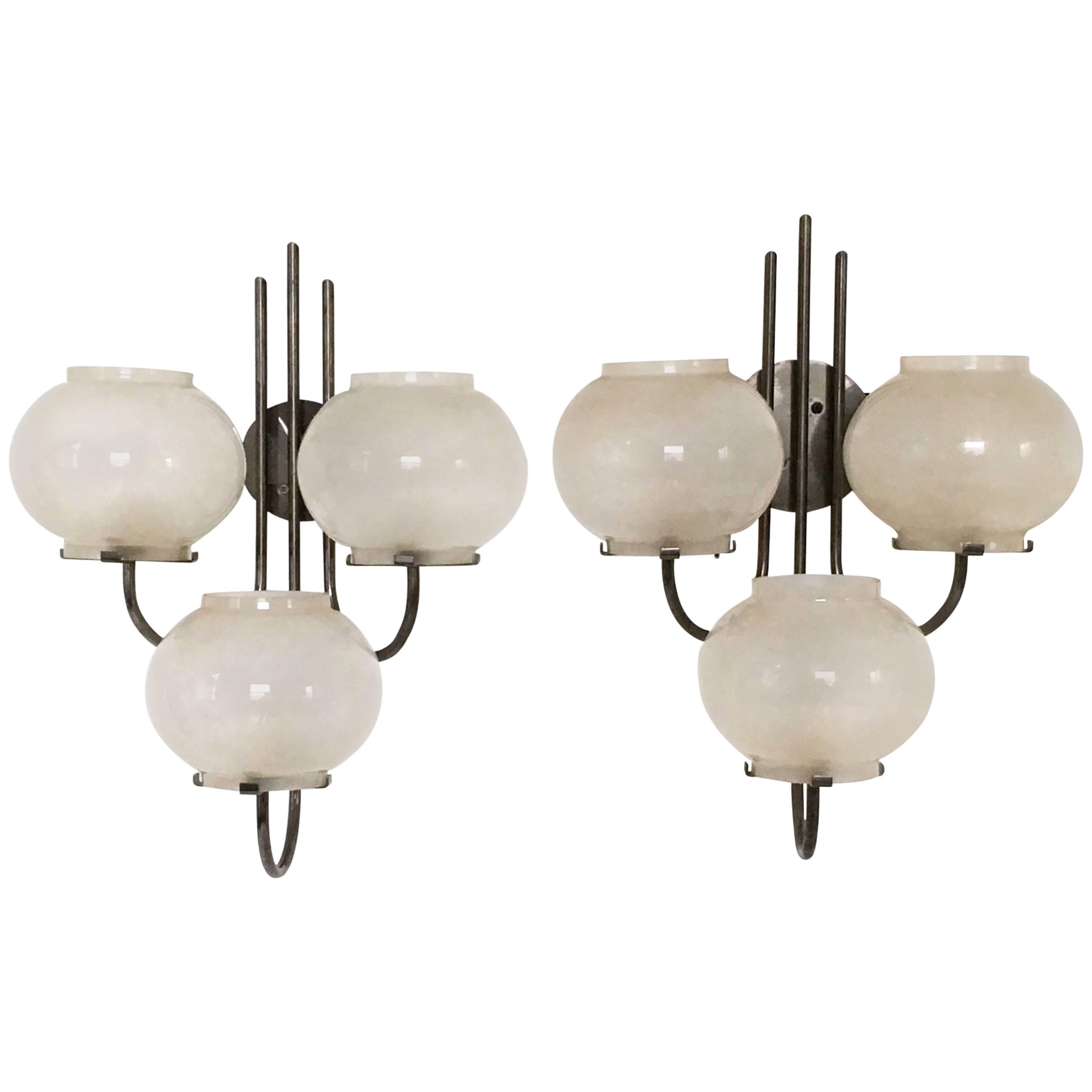 Pair of Sconces in the Style of Gino Sarfatti for Arteluce, Italy, 1960s