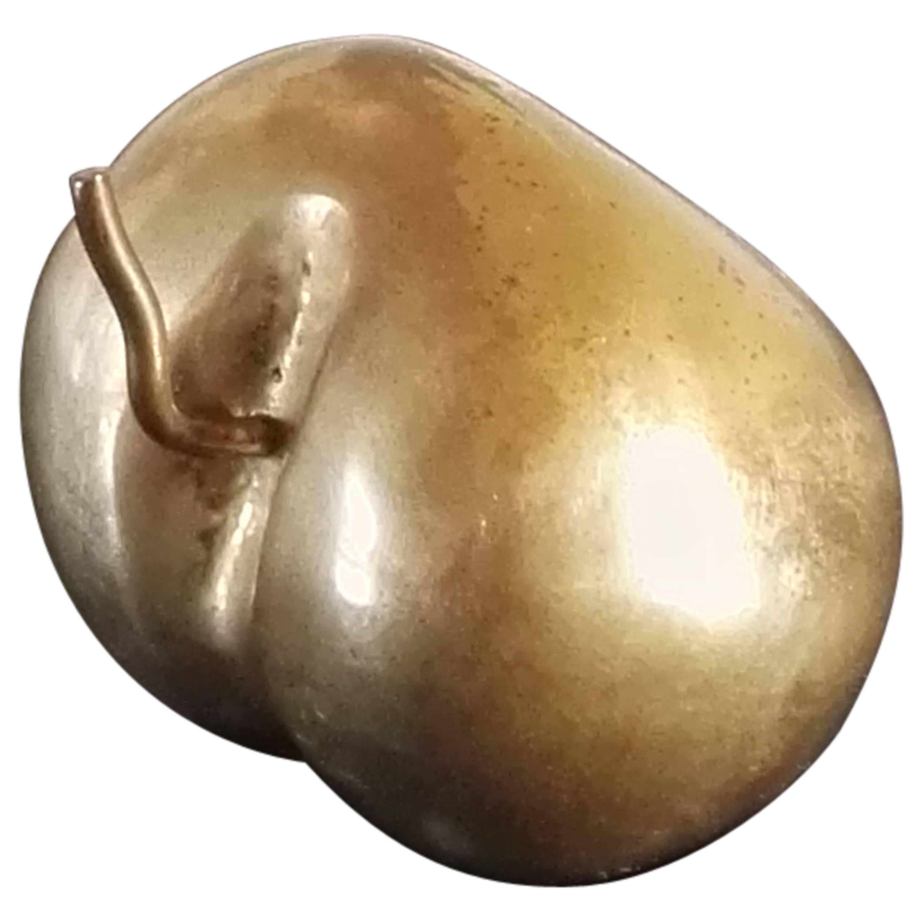 Chic Minimalist Miniature Apple Shaped Solid Bronze Paperweight, France, 1970s
