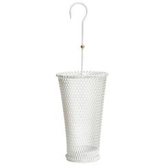 Mathieu Matégot Umbrella Stand White Metal and Brass, 1950s 2