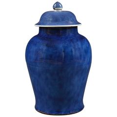 Large Powder Blue-Glazed Baluster Jar and Cover